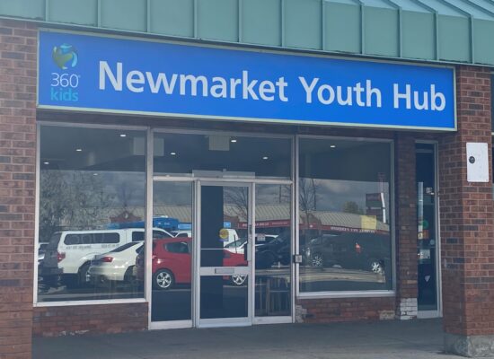 Signage outside the newmarket youth hub